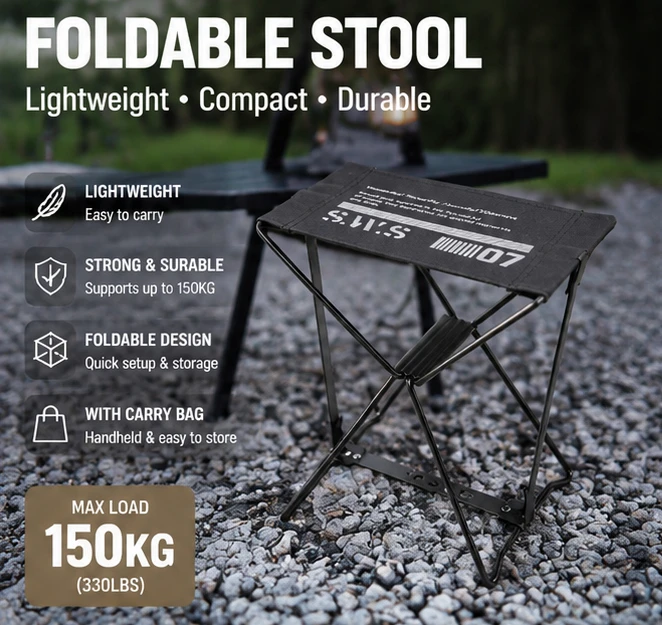 Outdoor Quick Release Folding Stool Portable Small Bench Fishing Chair Camping Travel Train High Speed Rail Seat