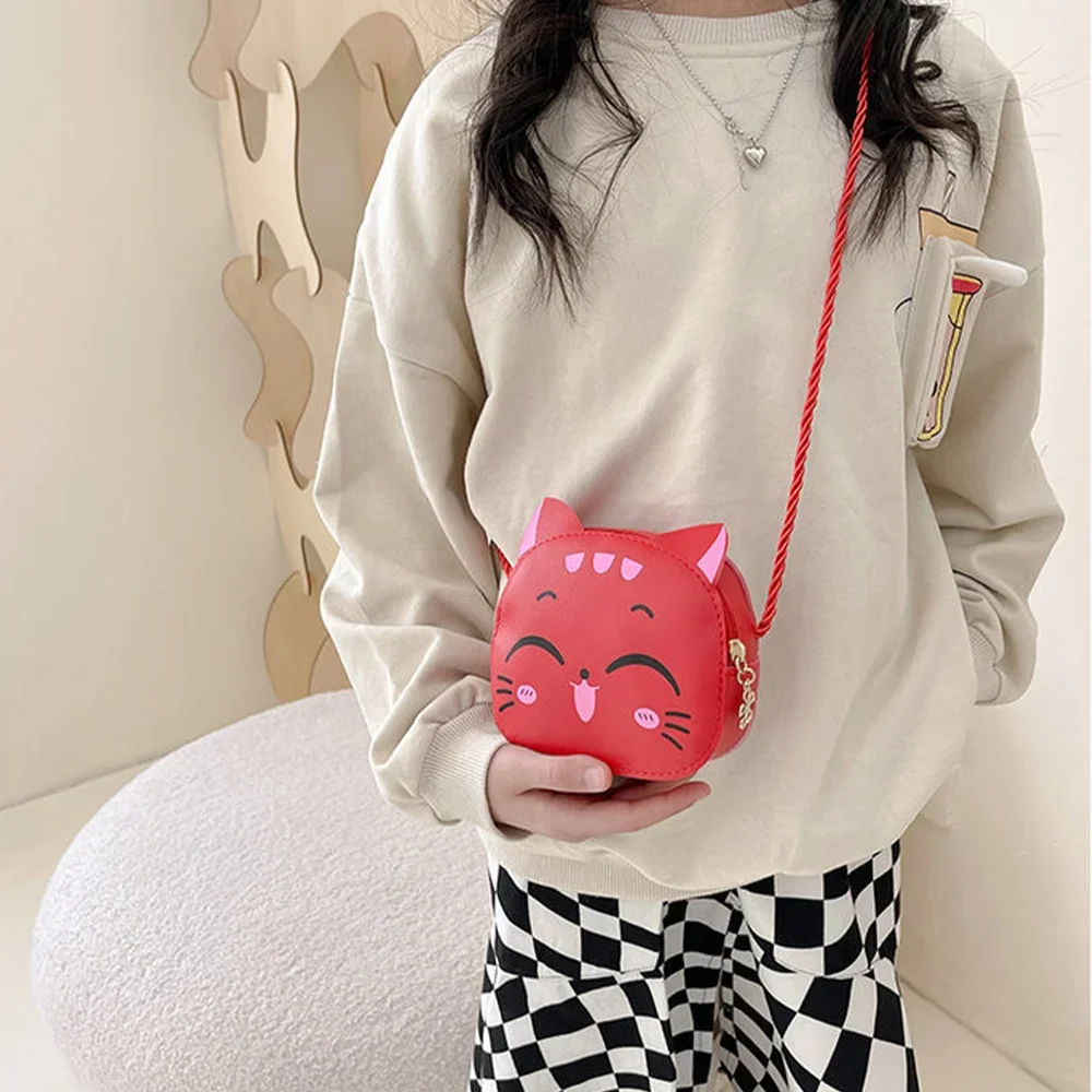 New Cartoon Fashion Children's Bag Cute Cat Leisure Crossbody Kindergarten Baby Coin Purse Cartoon Sweet Small Bag Children Hand