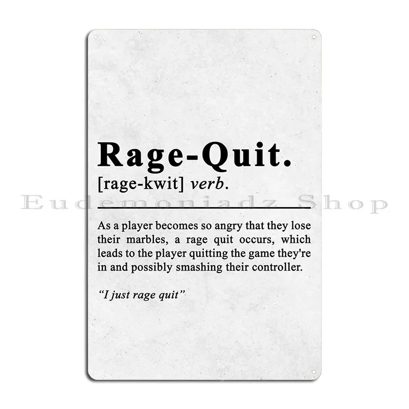 Rage Quit Boys Game Room Metal Plaque Poster Pub Create Vintage Personalized Wall Plaque Tin Sign Poster