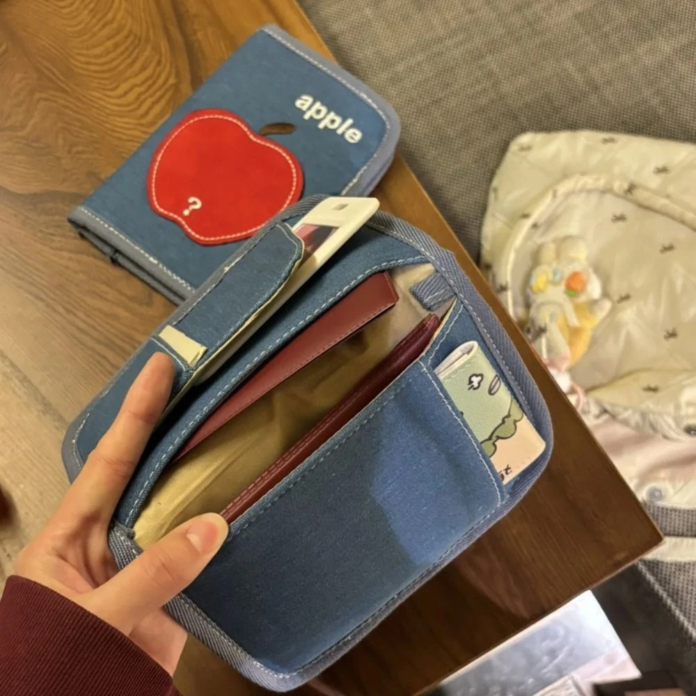 

Portable New Travel Passport Holder Designer Cute Travel Passport Wallet Denim Fruit Multi-function Cards Holder Unisex