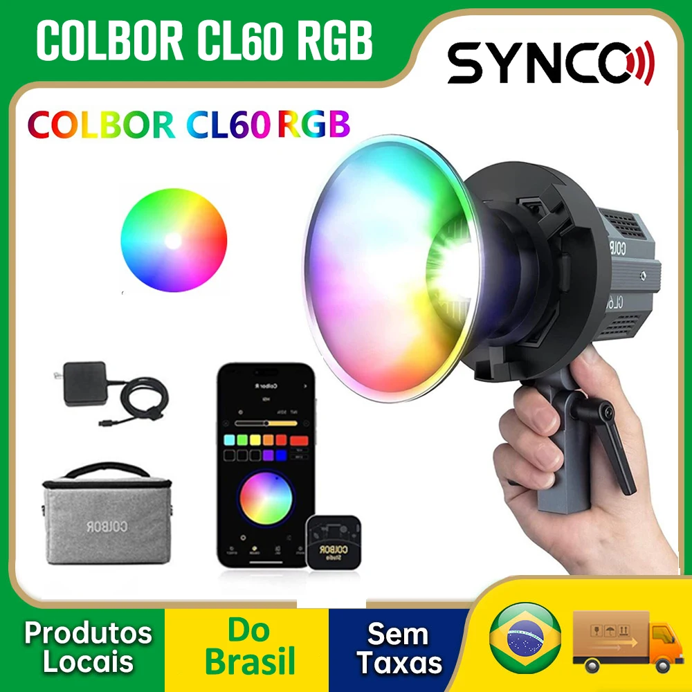 Colbor-luz de vídeo Cob RGB CL60R, 65W, Led, montaje Bowens, a todo Color, 2700K-6500K, para estudio fotográfico y grabación de vídeo