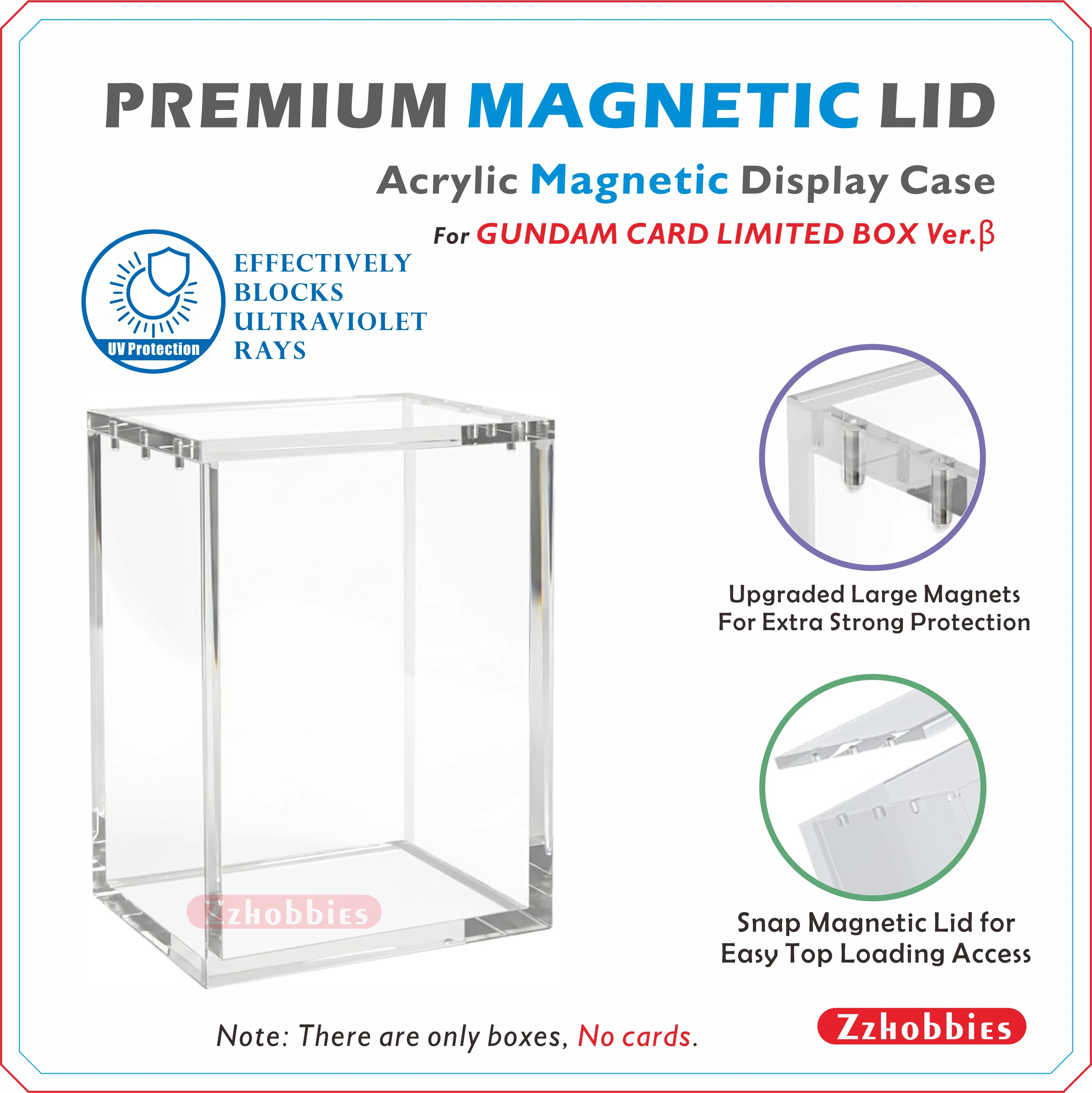 Acrylic Magnetic Display Case For GUNDAM CARD GAME LIMITED BOX Ver.β, Gundam TCG Limited Box Version B(Only Acrylic Case)