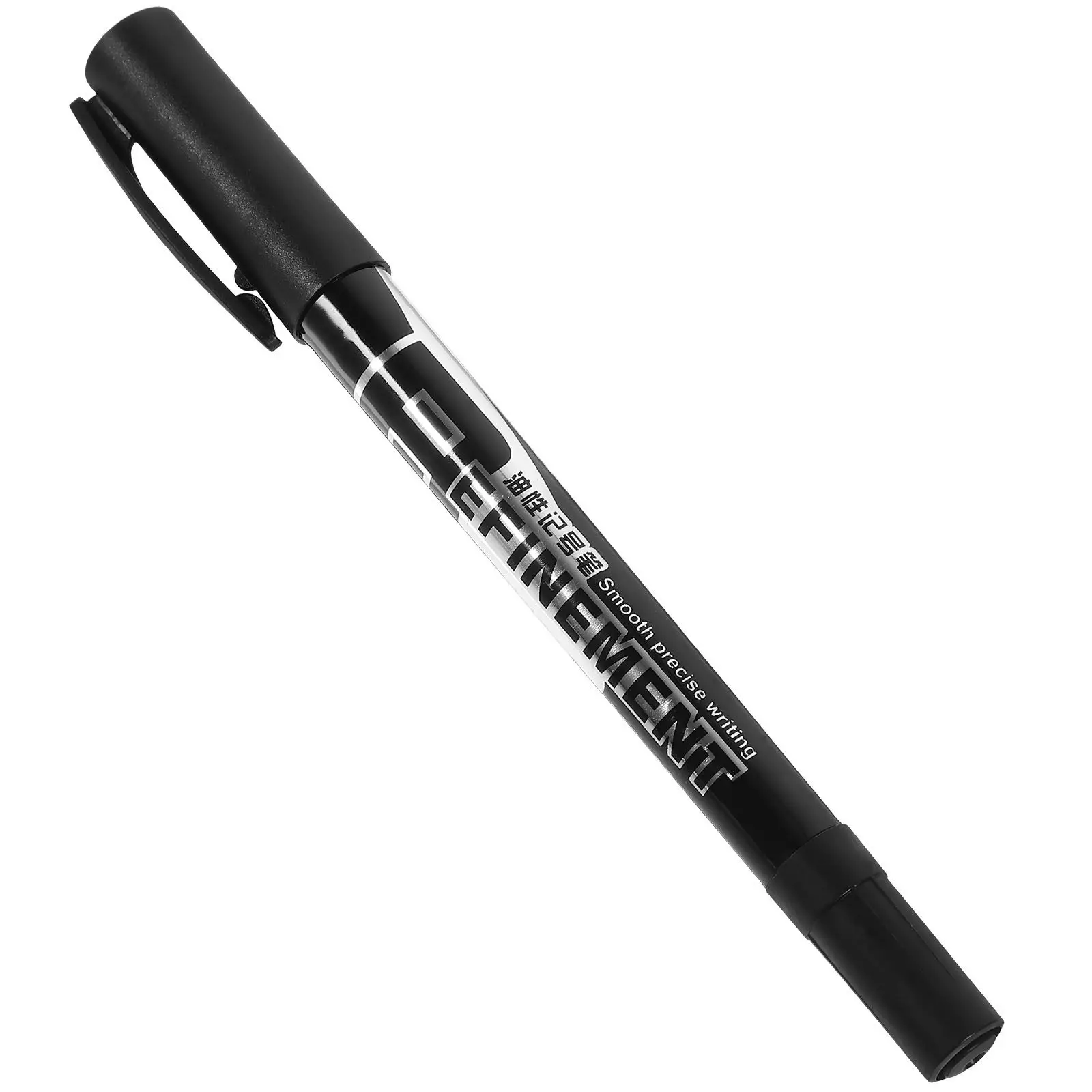 Double-Ended Portable Marking Pen Black Ink Fast-Drying Marker for Home Office School Smooth Surfaces Plastic Clip Included