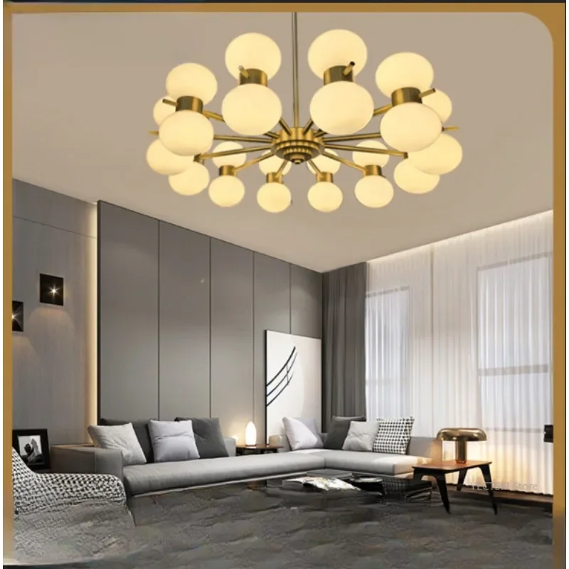 

GHJUYIOL Copper colored bedroom lamp, grand and luxurious living room pendant lamp, club dining room modern and minimalist lamp