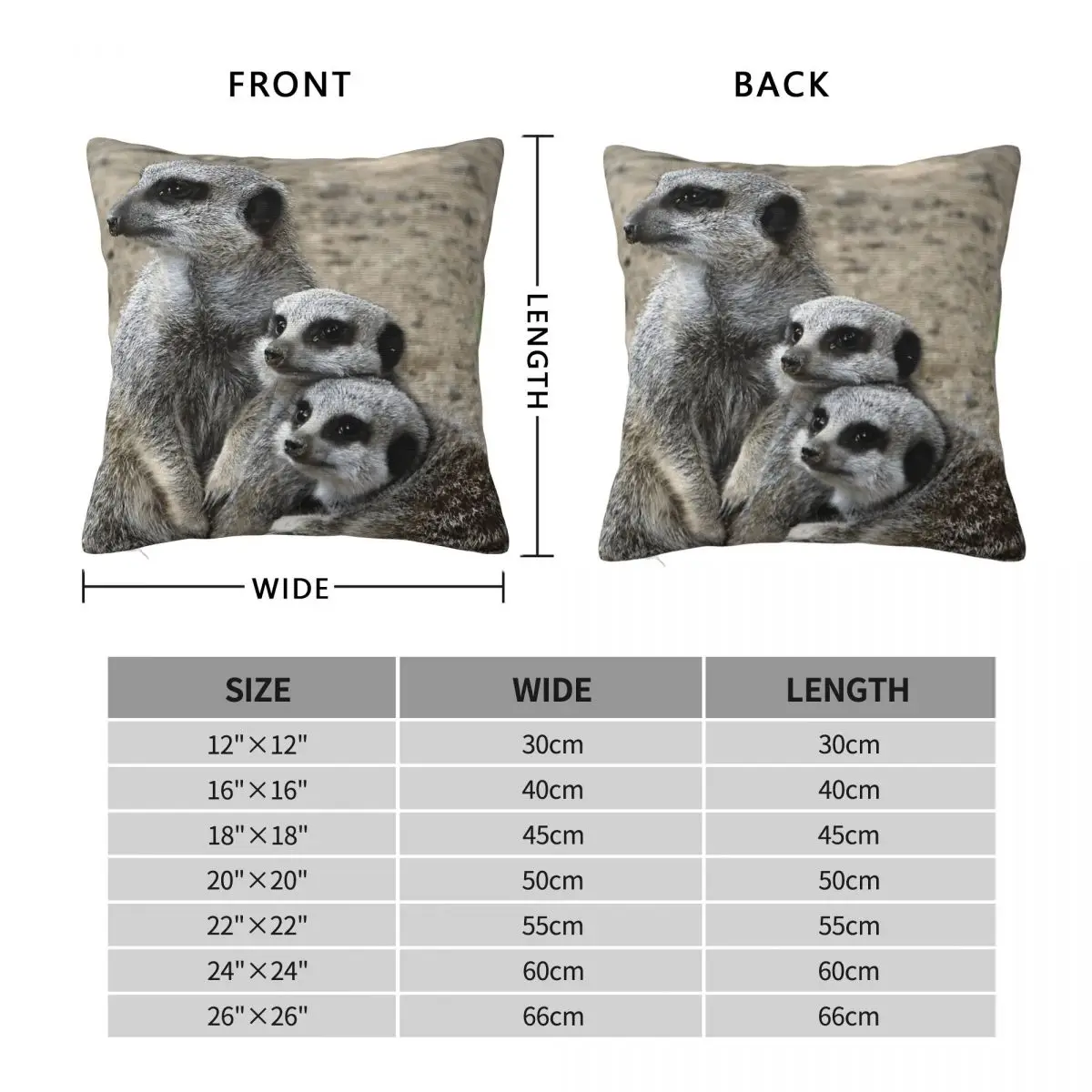 Meerkat Family Hug Square Pillowcase Polyester Linen Velvet Creative Zip Decorative Throw Pillow Case Room 45x45