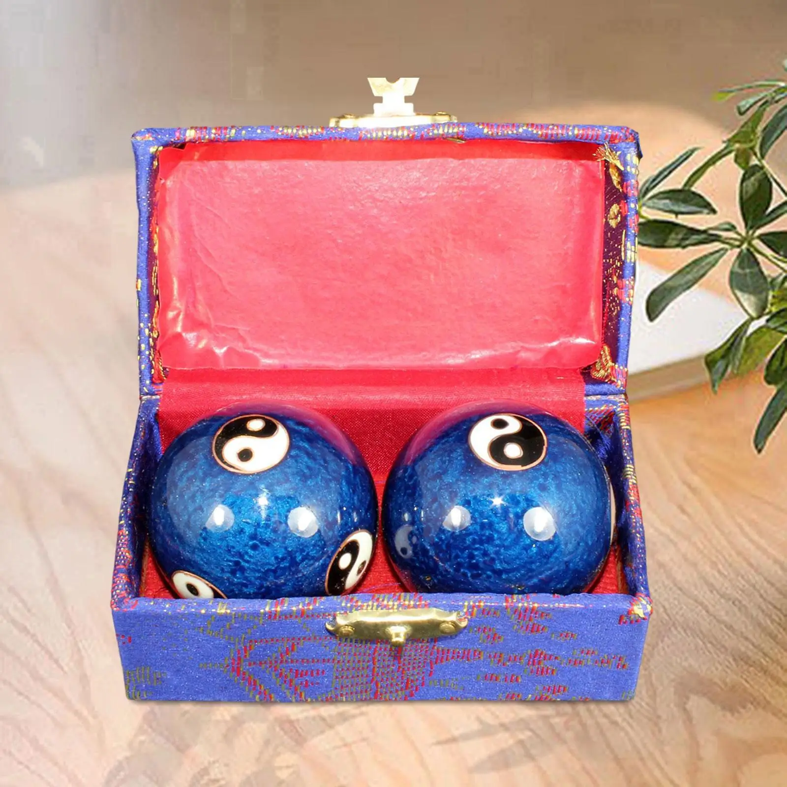 2 Pieces Massage Balls with Storage Box Hand Wrist Strengthening Relieve Stiffness Chinese Baoding Balls for Elderly Children