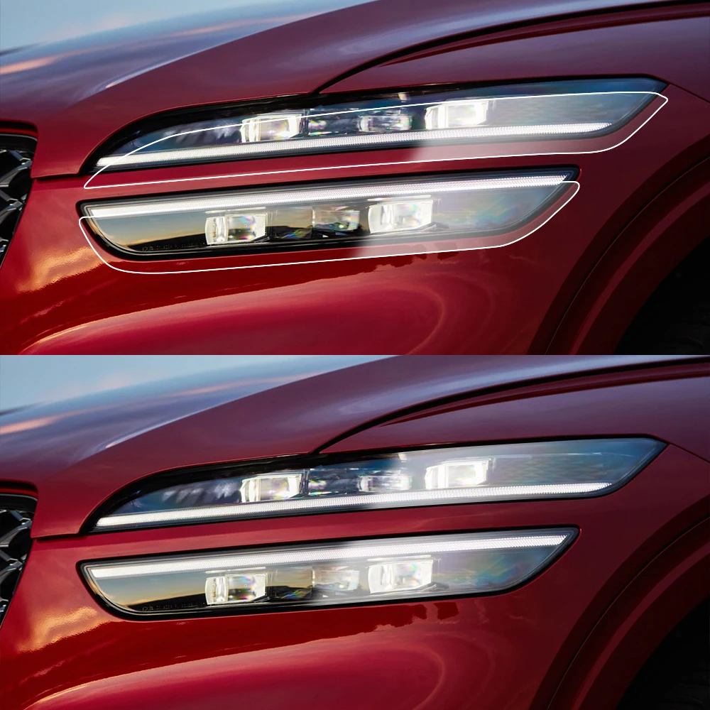 Custom Fit for GENESIS GV70/E-GV70 2021-2026 High-Gloss Smoke Black TPU PPF Pre Cut Anti-Scratch Car Headlight Protective Film view 3