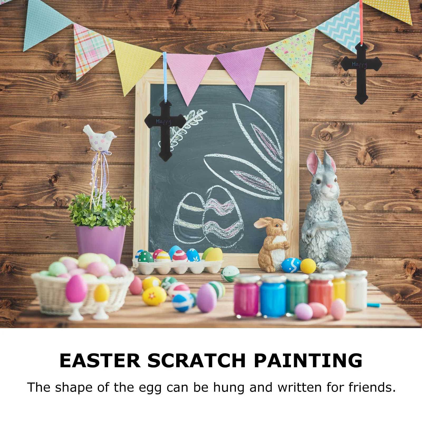 

1Set Easter Cross Scratch Craft Kids DIY Scratch Paper Ornament Creative Hanging Home Decor Easter Party Supplies Favor