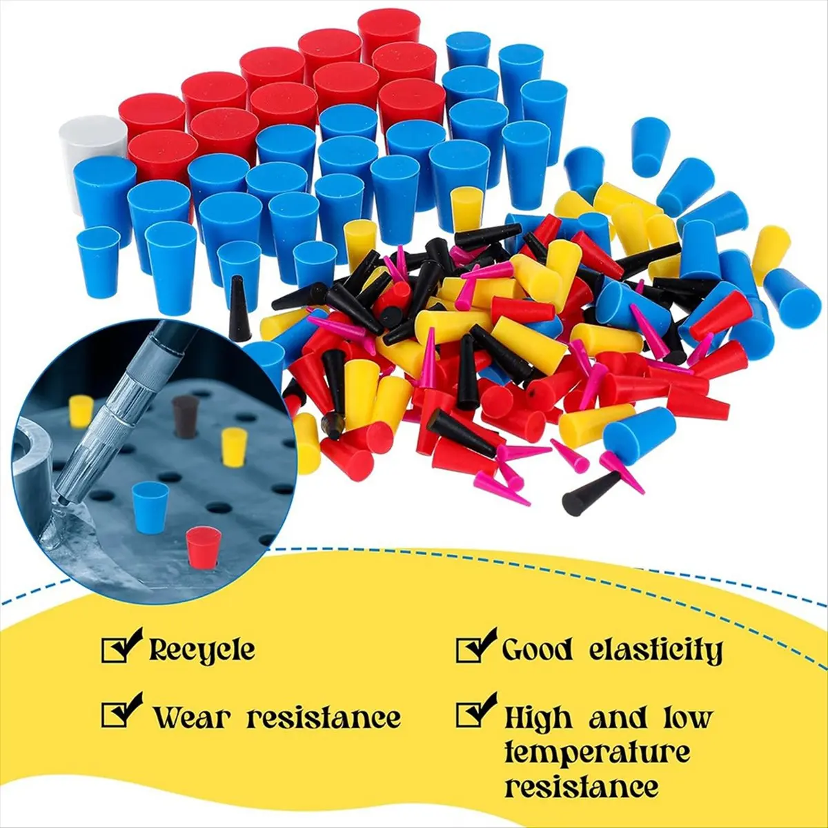 

ABUA 250 шт. резиновых заглушек, силиконовые конические заглушки, набор от 1/15 дюйма до 1 дюйма, высокотемпературные заглушки для защиты от покраски, для отверстий, для защиты при окраске