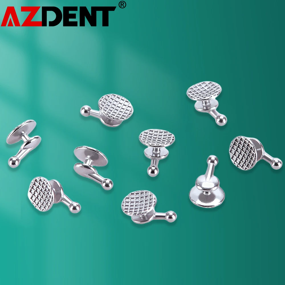 10pcs/Bag AZDENT Dental Orthodontic Bondable Lingual Buttons with Hook Round Base