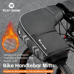 WEST BIKING Bicycle Handlebar Gloves Windproof Warm Winter Bike Bar Mitts MTB Road Bike E-Bike Motorcycle Thermal Mittens