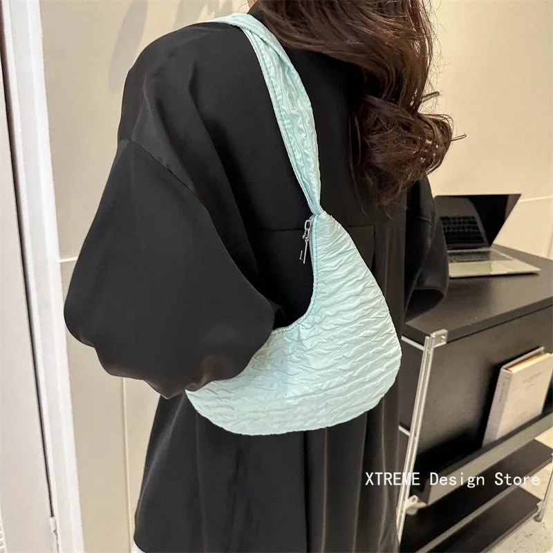 Korean Version Soft Women Shoulder Bag Casual Simple Handbags Designer Artistic Style Underarm Bag Sweet Dumplings Bag