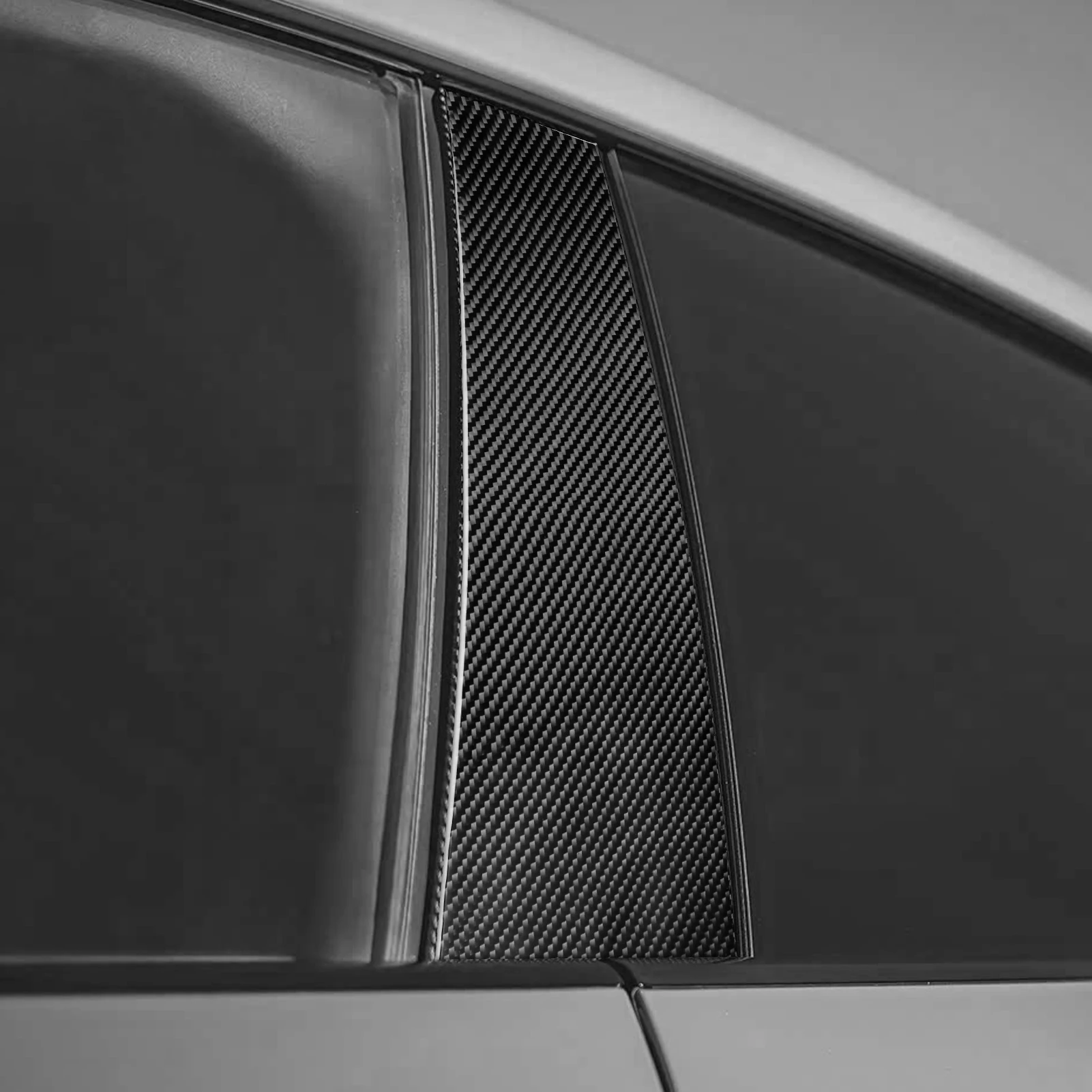 For Porsche Taycan 2019-2026 Real Carbon Fiber Stickers Door Window B-Pillar Trim Panel Car Accessories Exterior Decorative