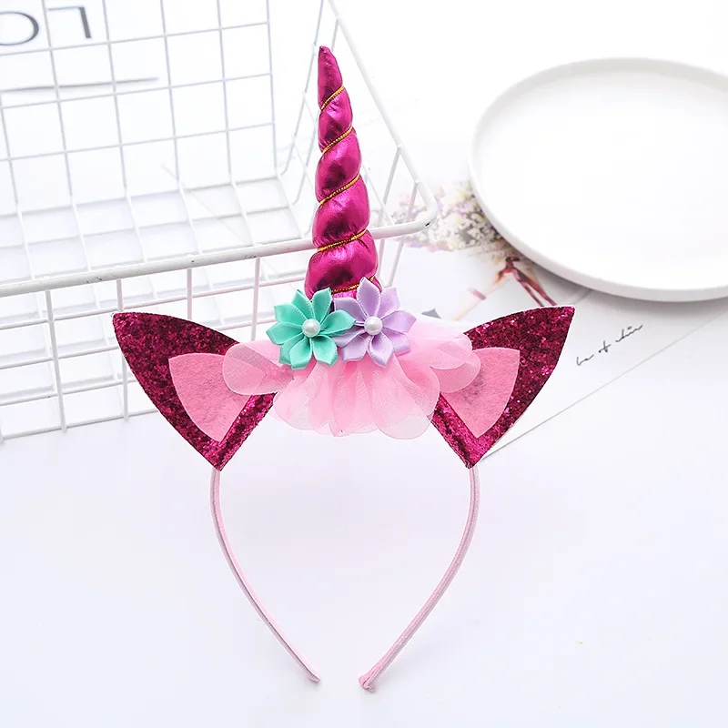 1Pc Unicorn Headband Hair Band Kids Girl Birthday Party Decoration Unicorn Theme Party Hairbands Hair Accessories Headwear Props