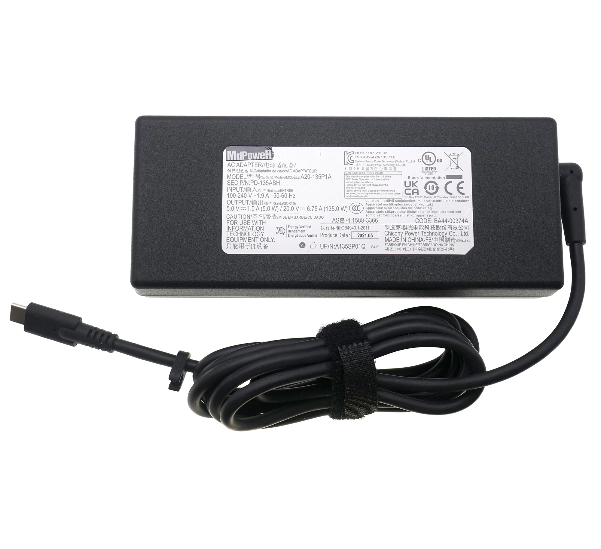 Original For SAMSUNG A20-135P1A A21-135P1A 20V 6.75A 135W Type C AC Adapter PD-135ABH Laptop Power Supply Charger A135SP01Q OEM