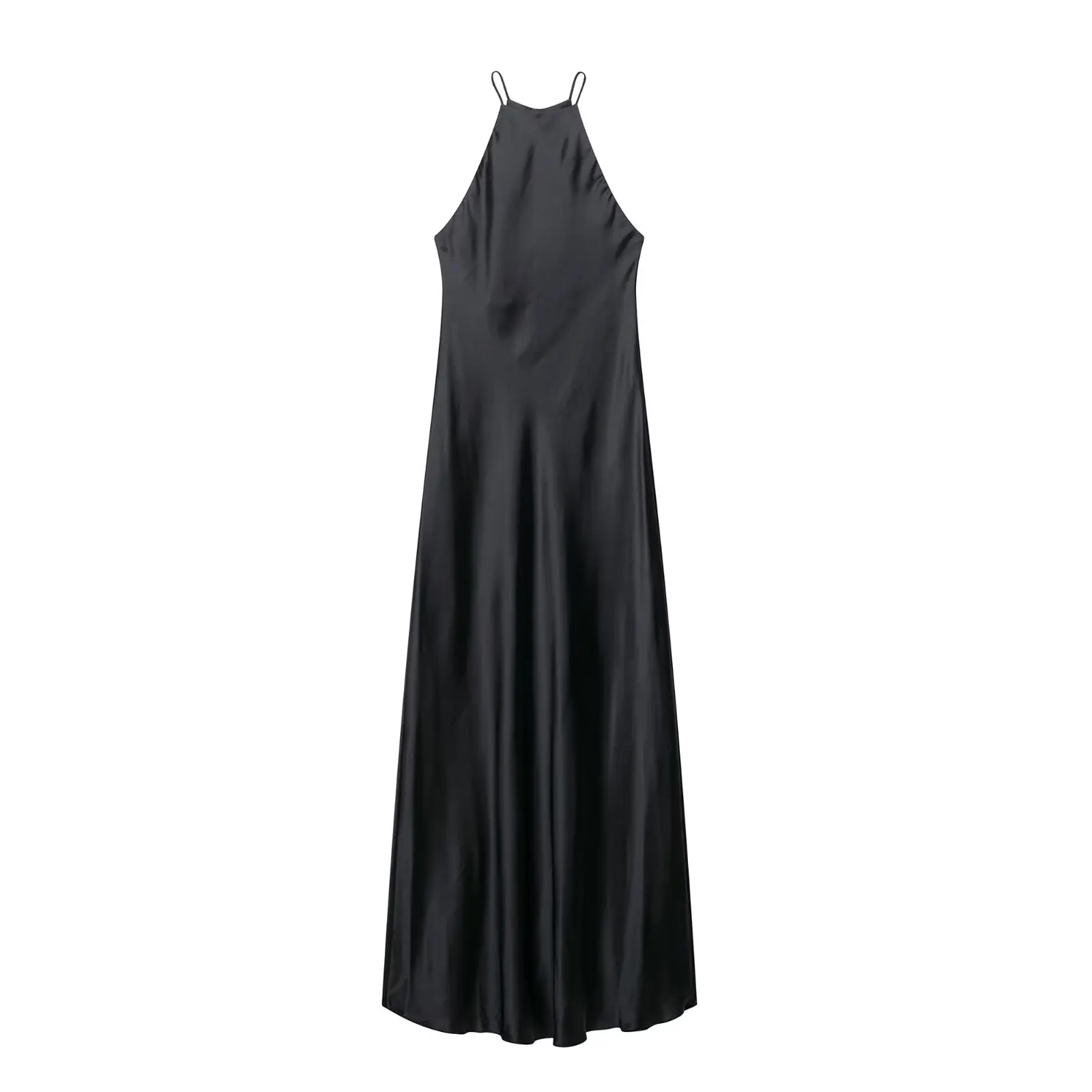 

BM&MD&ZA Womens Sexy Elegant Sleeveless Off Shoulder Spaghetti Strap Long Dress Floor Length Silk Satin Feel