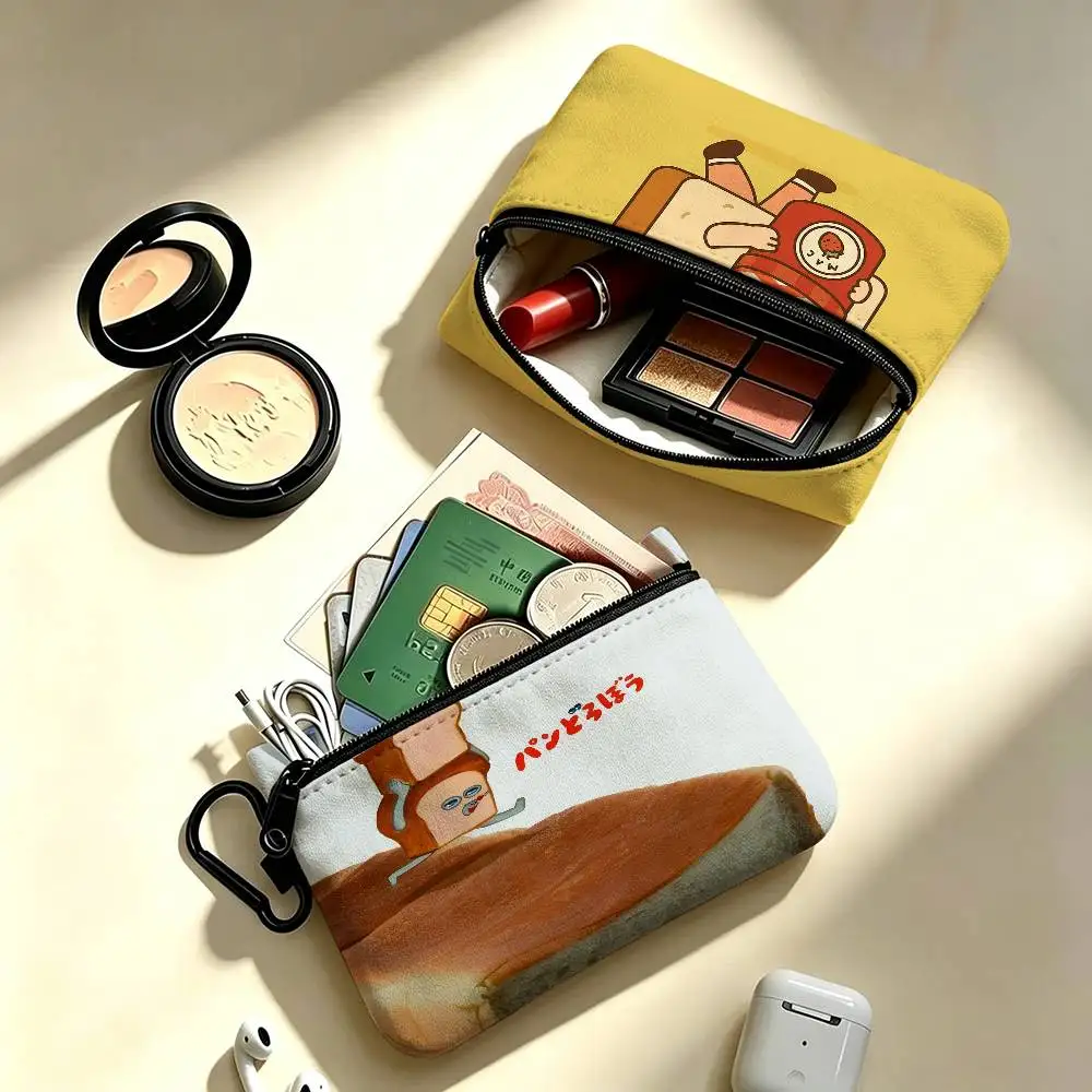IP-Bread ThiefS fun  Portable Mini Oxford Cloth Coin Purse With Carabiner Hook Zipper Key Card Earphone Storage Wallet