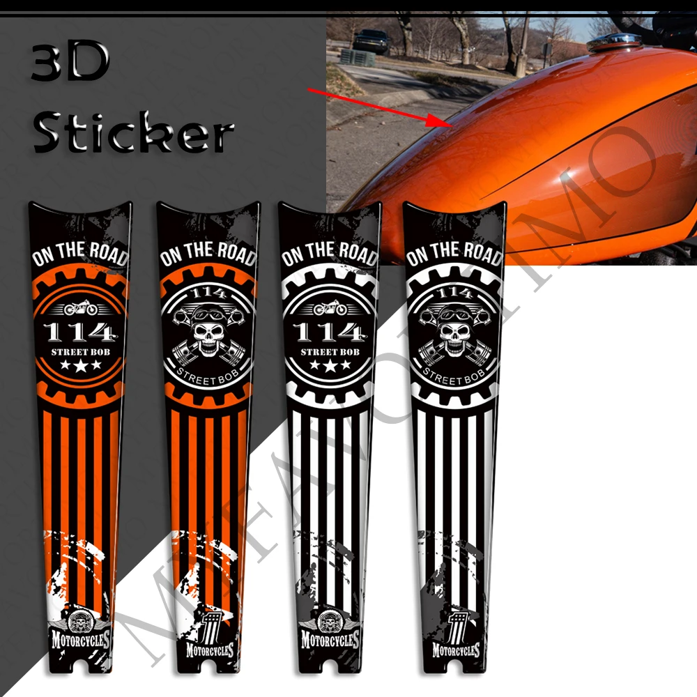 For Harley Davidson Street Bob 114 Motorcycle Fuel Oil Gas Tank Pad Knee Decals Decorative Protector Stickers Kit