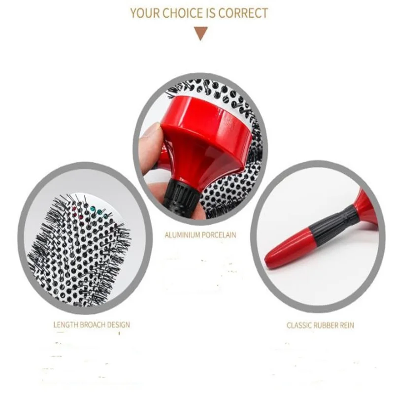 Professional Hair Style Round Comb Fluffy Roller Brush Ionic Care Barrel Hairbrush Anti-static Salon Tool Cylinder Comb