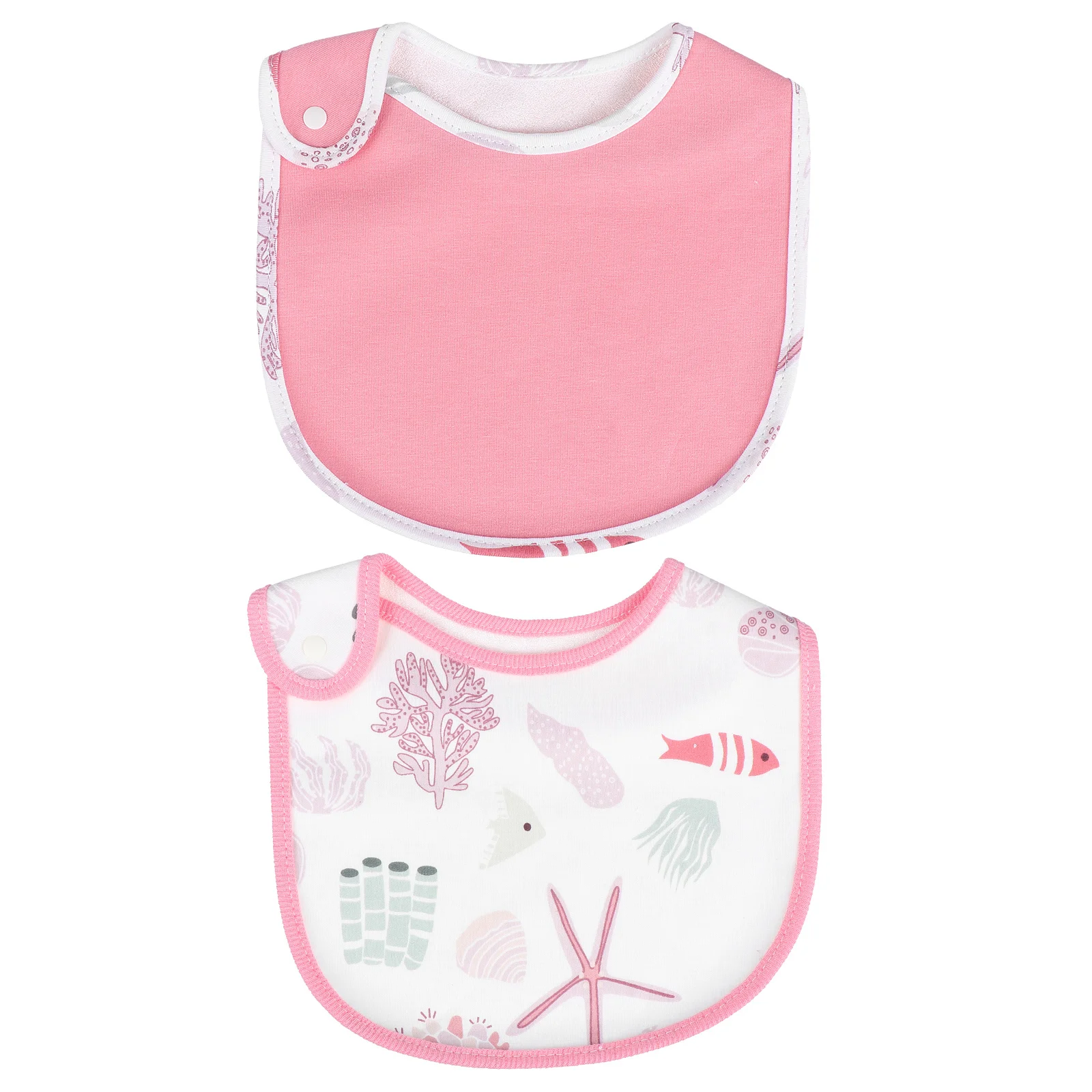 

2Pcs Cotton Baby Bibs Infant Saliva Teething Bibs Snap Button Design Soft Breathable Baby Feeding Apron for Girls Boys