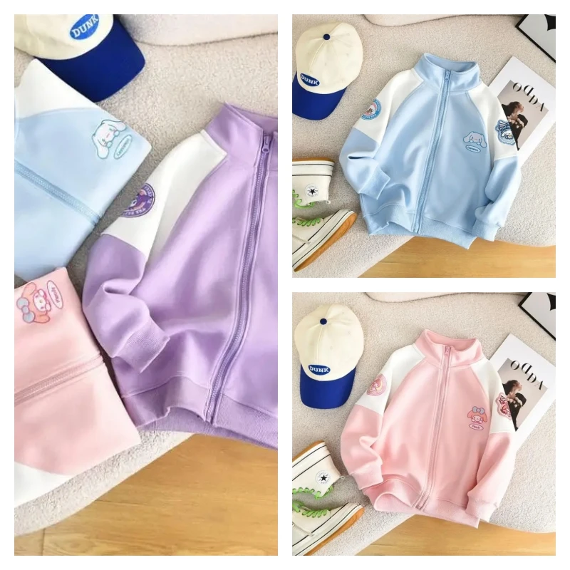 

Sanrio Y2K спортивный костюм для девочек, пальто My Melody Kawaii, модные студенческие весенне-осенние повседневные топы, детская одежда, новинка