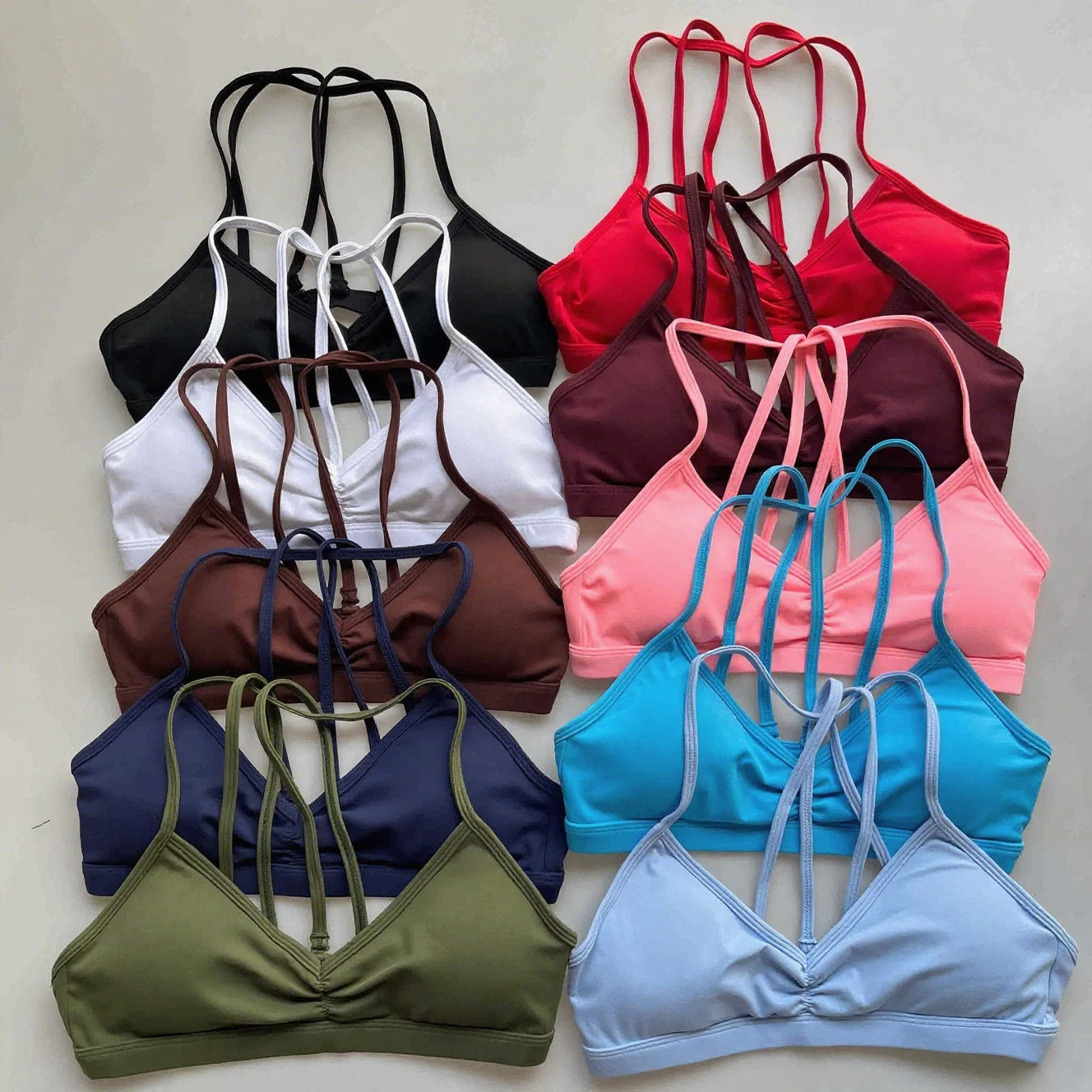 

WANAYOU Sexy Low Neck Women Yoga Bras Detachable Pads Sports Crop Tops Multiple Wear Gym Fitness Top Workout Fitness Bralette
