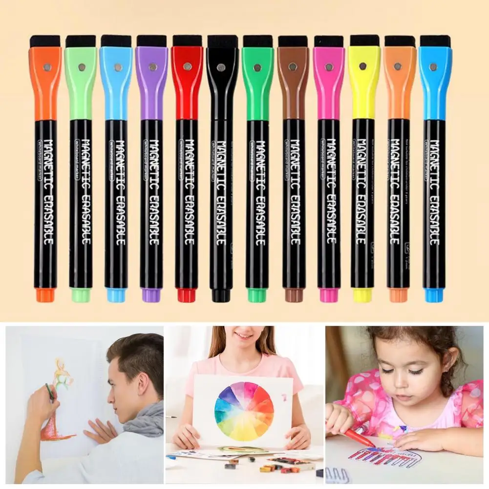 12 Stück magnetische lösch bare Marker trocken löschen Text marker Stift Kalender Planungs tafel Whiteboard Fenster/Spiegel Planer Markierung stift
