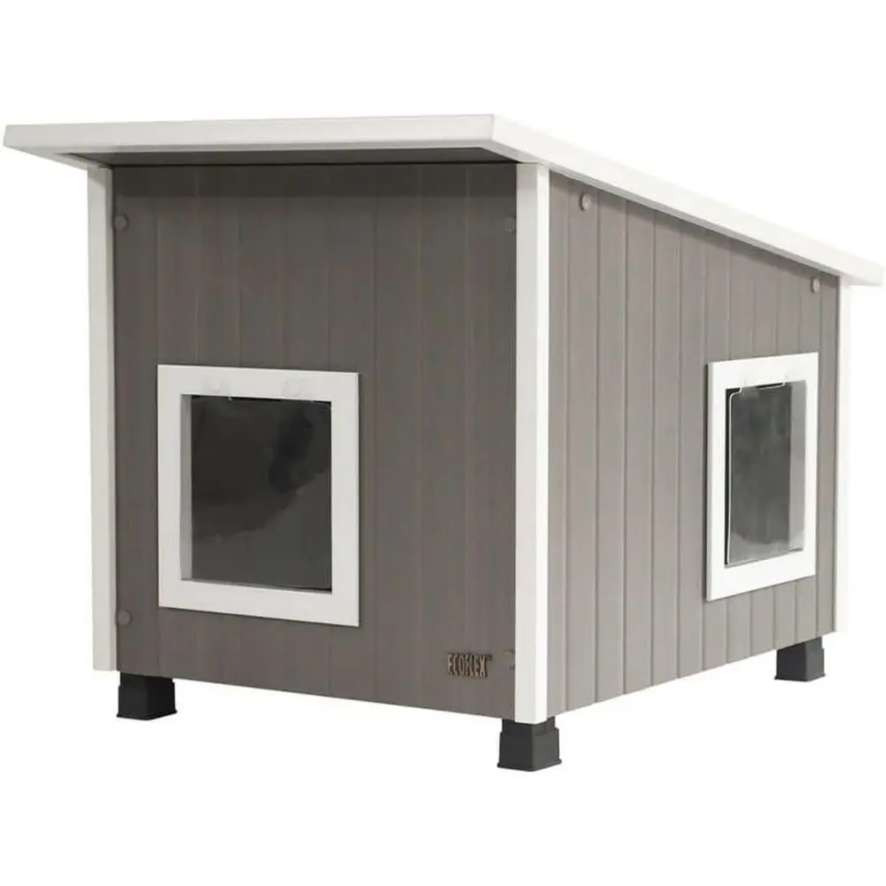 

Уличный домик для кошек ECOLEX X-Large, устойчивый к непогоде, с приподнятым дном, двойными виниловыми вставками, на 30% больше, 28 дюймов (Ш) x 20 дюймов (В)