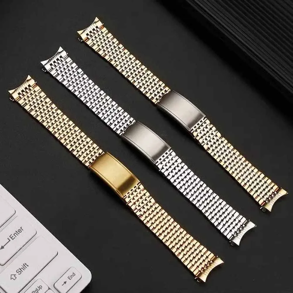

20mm 19mm 18mm Curved End Watch Bands for Omega Seamaster Speedmaster Stainless Steel Metal Strap Business Replacement Bracelet
