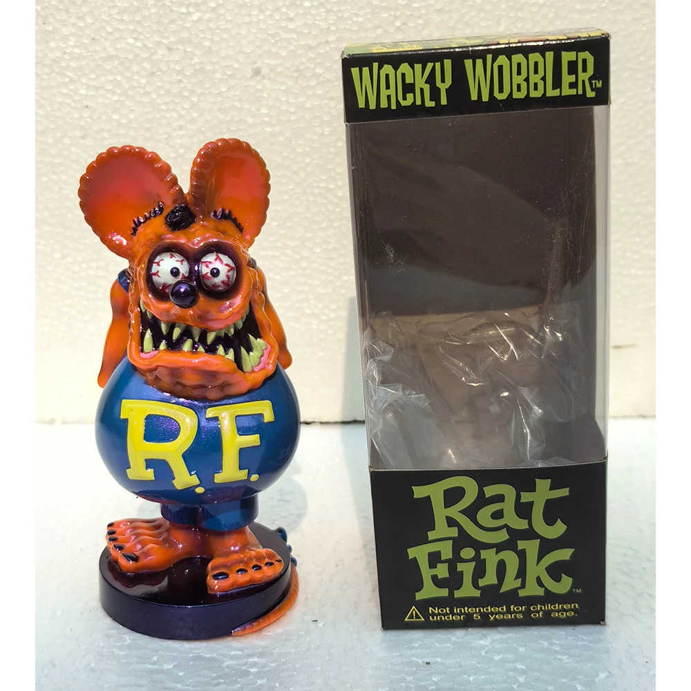 Rat Fink 10 stili Crazy Mouse Shake Head Doll locomotiva cultura 17cm PVC Anime Figure Ornament Model Toy