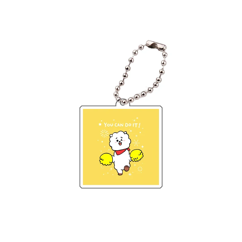 2025 New Bt21 Keychain Homemade Koya Rj Shooky Cheerleading Bead Chain Pendant Mini Cooky School Bag Car Key Accessories Gift