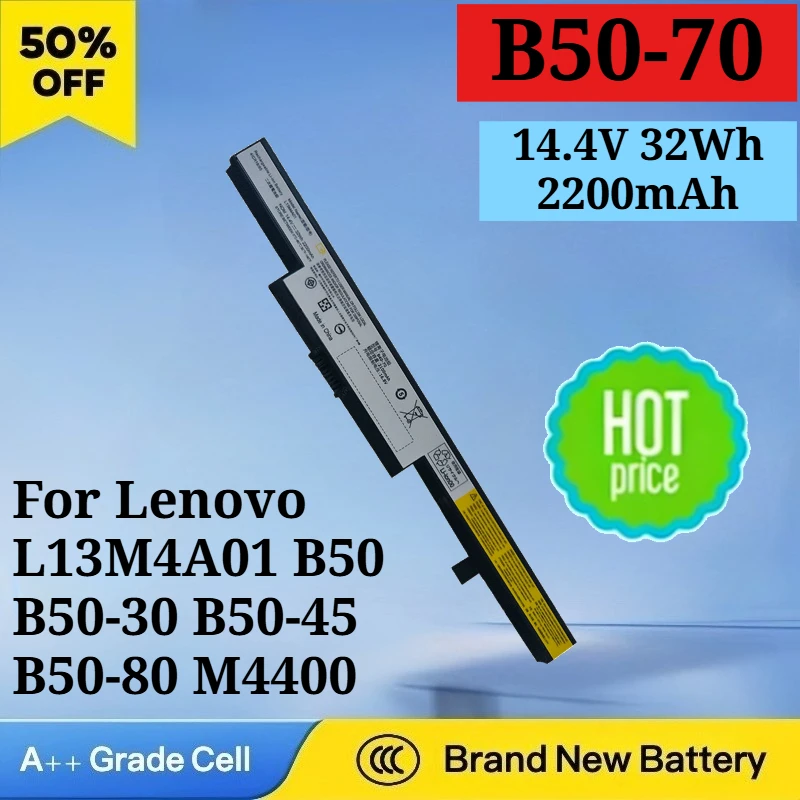 New B50-70 14.4V 32Wh 2200mAh Laptop Battery for Lenovo L13M4A01 B50 B50-30 B50-45 B50-80 M4400 M4400A M4450 M4450A V4400 V4400A