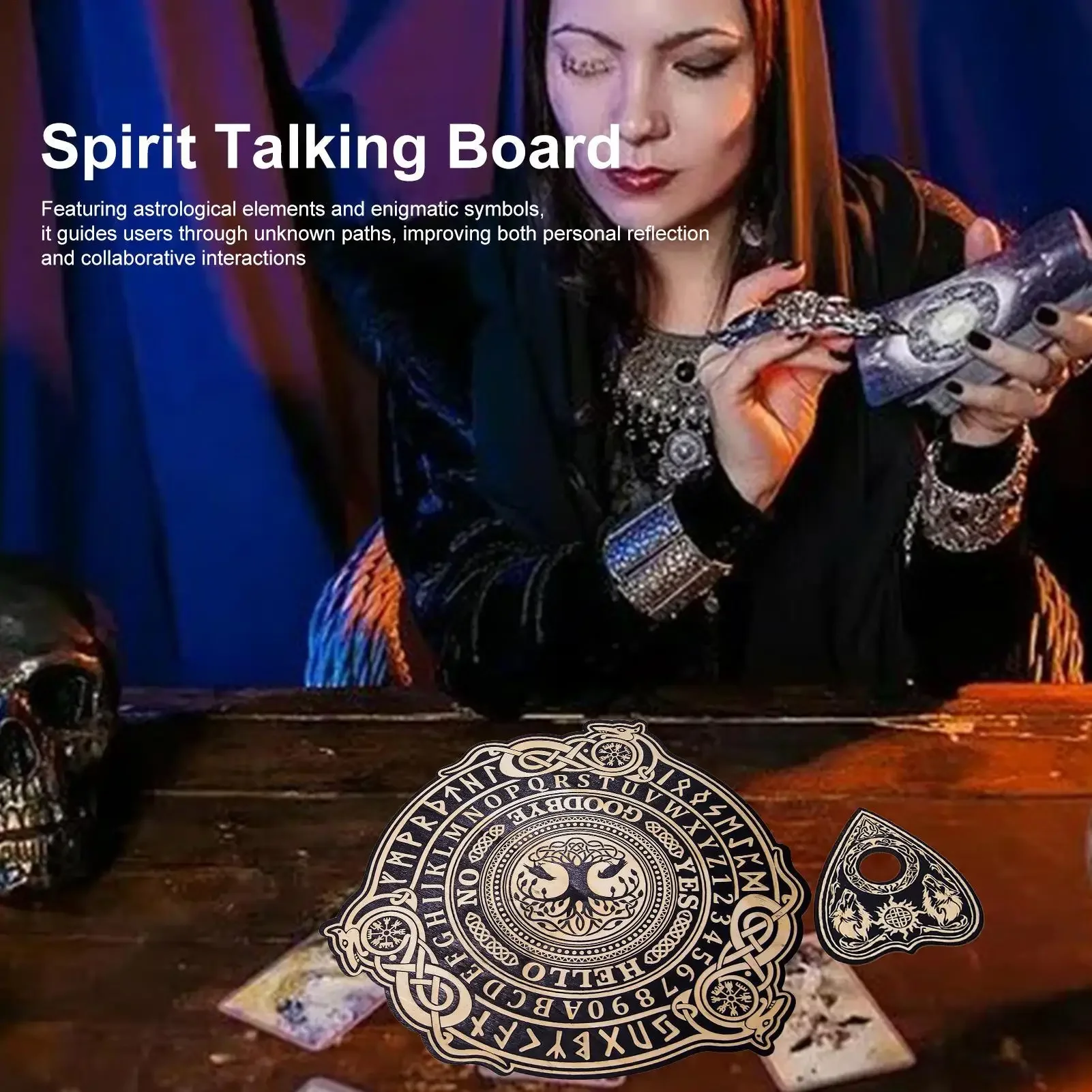 Spirit Board Wood Talking Board for Divination Tabletop Decision-making Entertainment Aid Prop for Group Games Gathering Fun