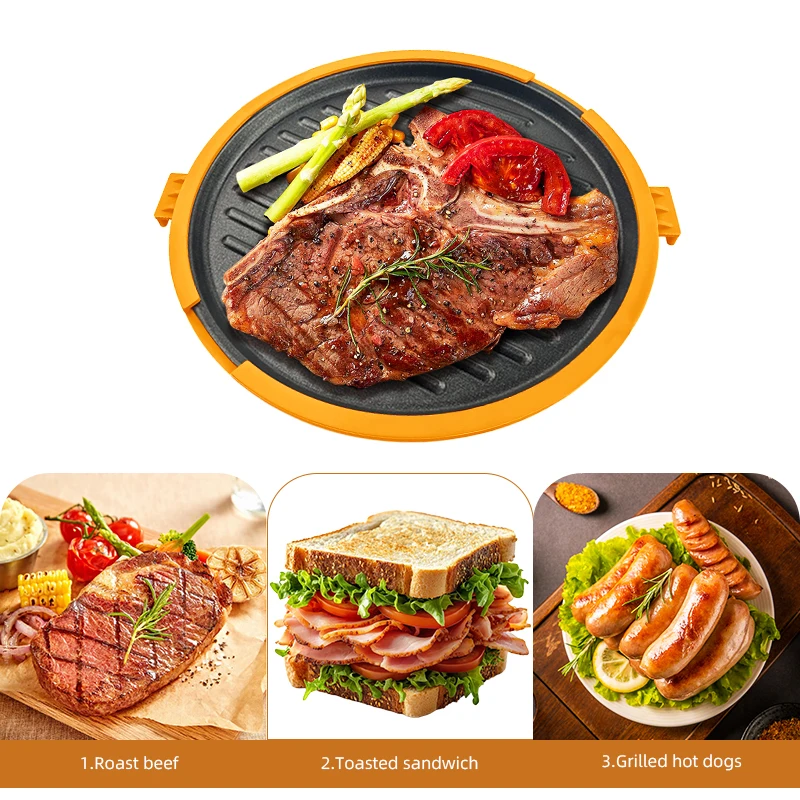 New Round Microwave Pizza Sandwich Baking Pan Can Be Placed in the Oven Pizza Beef Burger Bread Maker