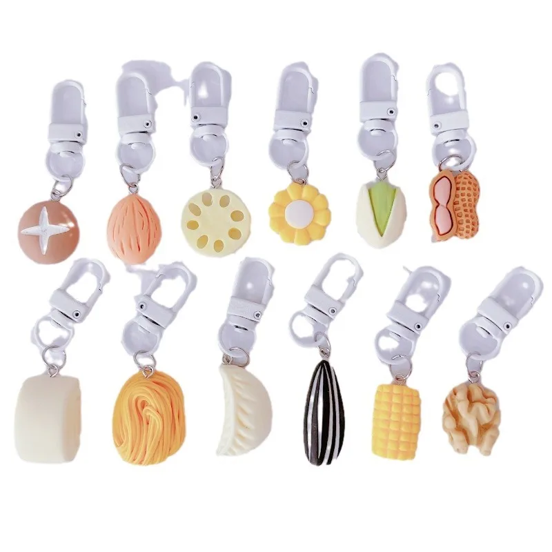 5pcs 1:1 Pistachio Mushroom Keychain Creative Food Series  Backpack Pendant Cute Lady Pendant Trinket Simulation Food