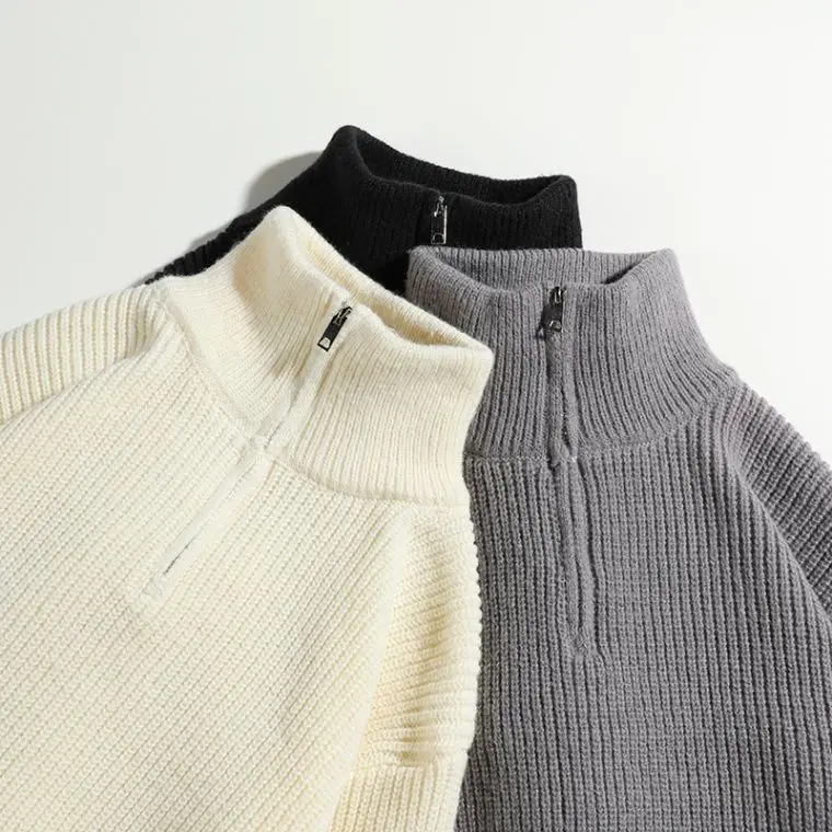 

Thiened Heavy Gauge Zipper High Collar Knitted Cardigan Jaet Men's Autumn Winter New Sle Warm Soft Polyester Fiber