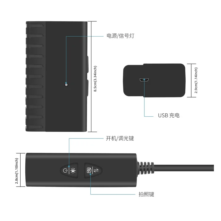 5.5mm 2MP 1080P Wireless WIFI/USB  Endoscope CMOS Borescope Insepction Otoscope Camera Digital Microscope