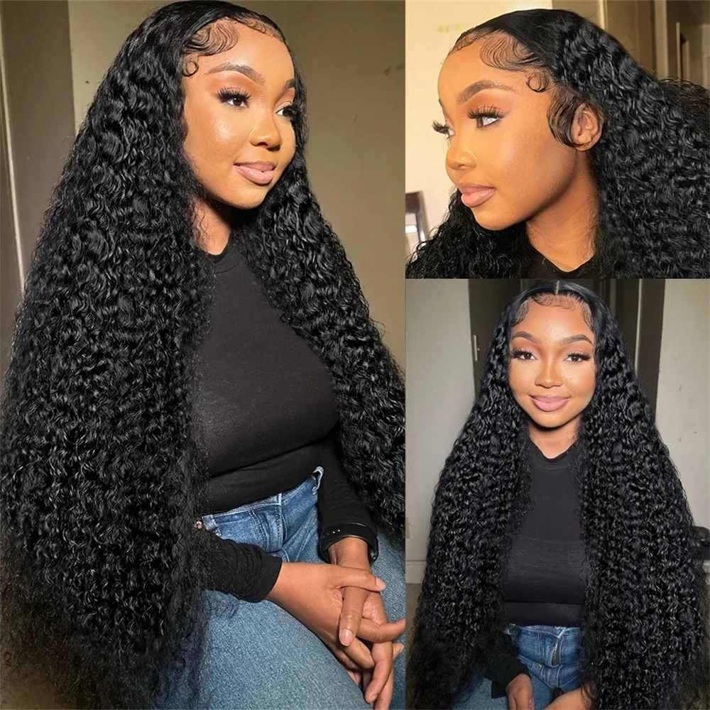 30 38 Inch 200 Density 13x6 HD Transparent Deep Wave Lace Frontal Wig Human Hair Remy Water Curly 13x4 Lace Front Wigs For Women