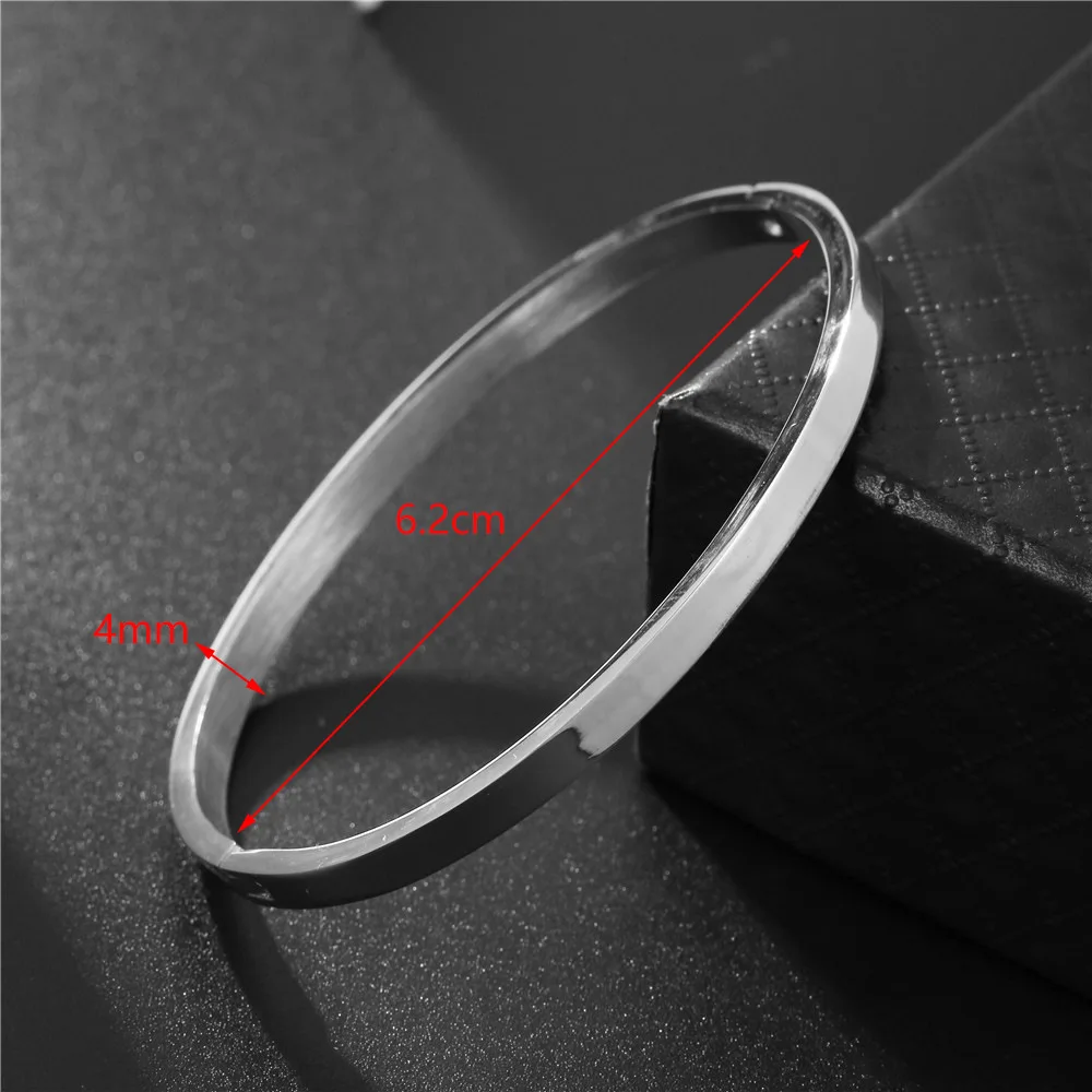 4mm Einfaches Goldfarbenes Armband für Männer, Edelstahl-Armreif, Modeschmuck, Trend-Accessoires – Detail 4