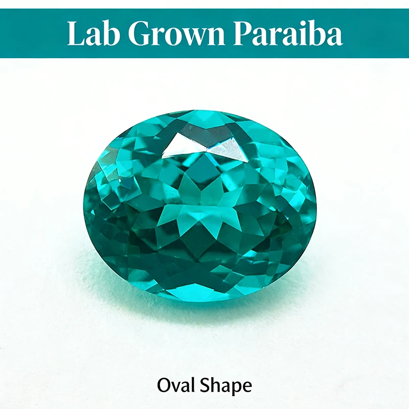 Lab Grown Paraiba Oval Cut Neon Blue Color Gemstone for DIY Advanced Jewelry Making Inlay Ring Necklace Selectable Certificate