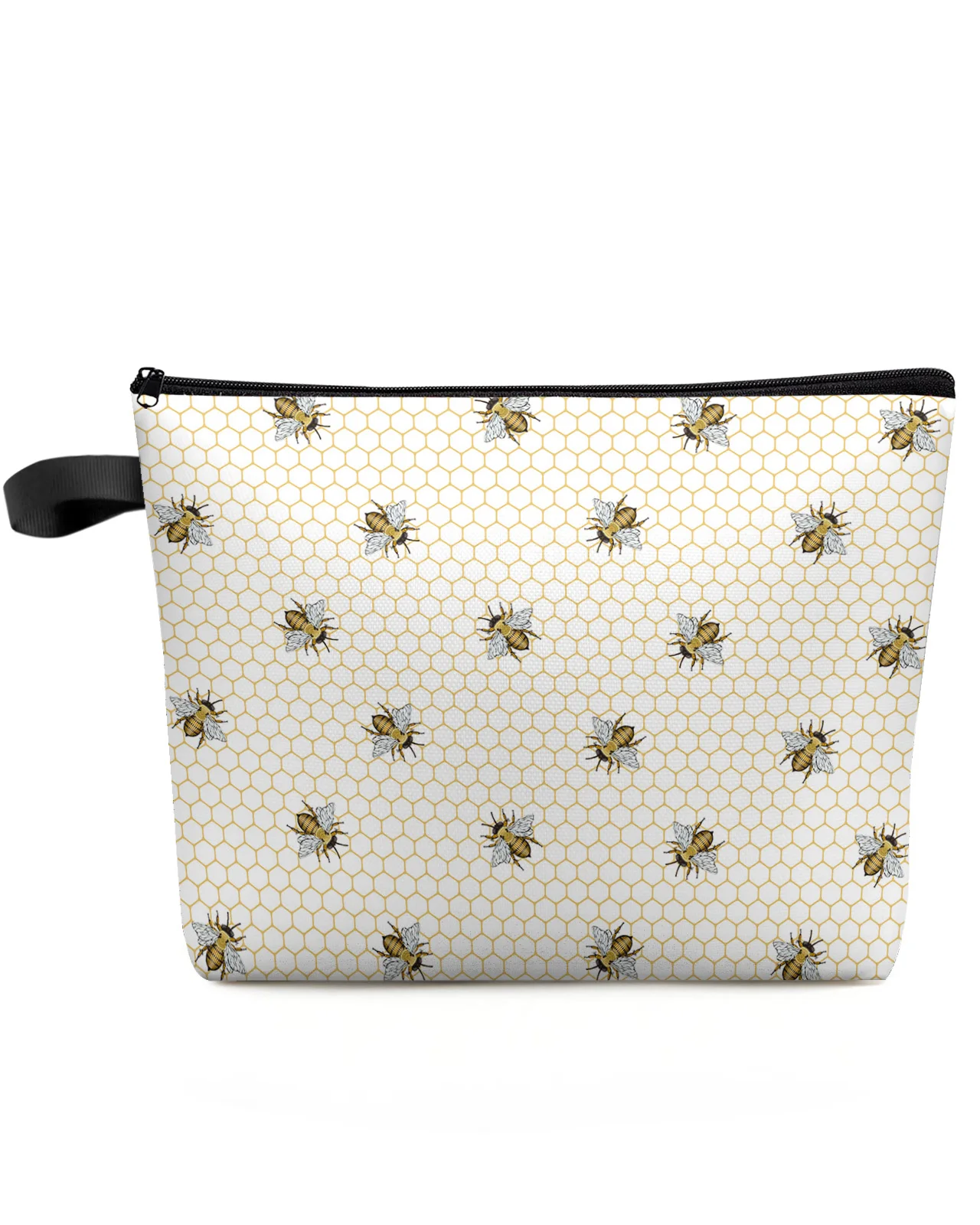 Plaid Bee Insect Geometry Makeup Bag Pouch Travel Essentials Lady Women Cosmetic Bags Toilet Organizer Kids Storage Pencil Case