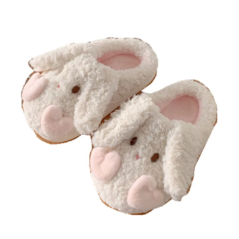 Funny Cute Bunny Cotton Slippers Girl Heart Bedroom Anti-skid Home Indoor Household Warm Woolen Winter Slipper