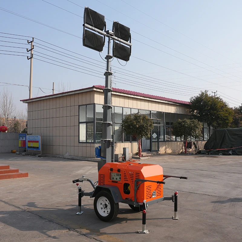 Mobile Lighting Tower Lifting  Frame Low Fuel Consumption Four High Lumen LED Lamps Mining Site Round-the-clock Light Tower