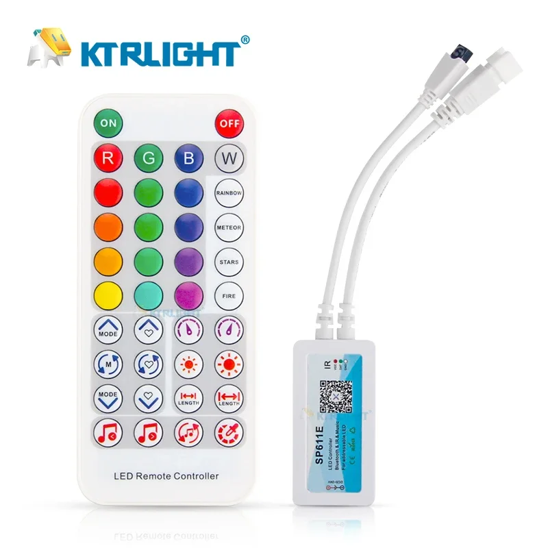 

Контроллер Bluetooth SP611E для синхронизации музыки, пульт дистанционного управления, двойной выходной сигнал, контроллер пиксельных светодиодов ARGB для адресных светодиодных лент