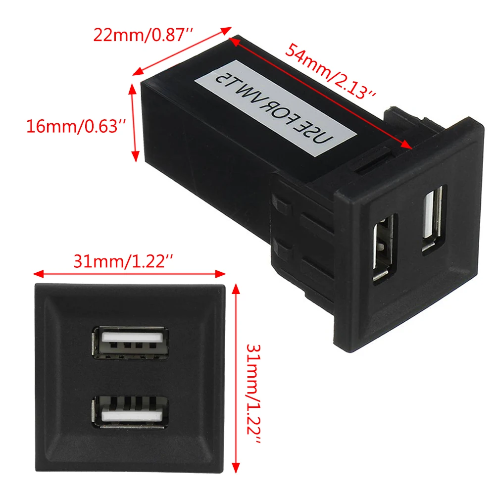 Samochodowy podwójny adapter ładowarki USB do Volkswagena Do VW T5 Transporter 2003-2009 Ładowarka Dash Pusty przełącznik