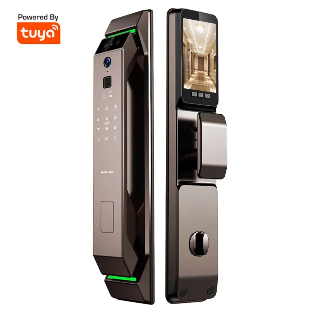 

Умный дверной замок Smartier с 3D распознаванием лиц и камерой, безопасность отпечатков пальцев, полностью автоматический цифровой умный замок Tuya Wi-Fi