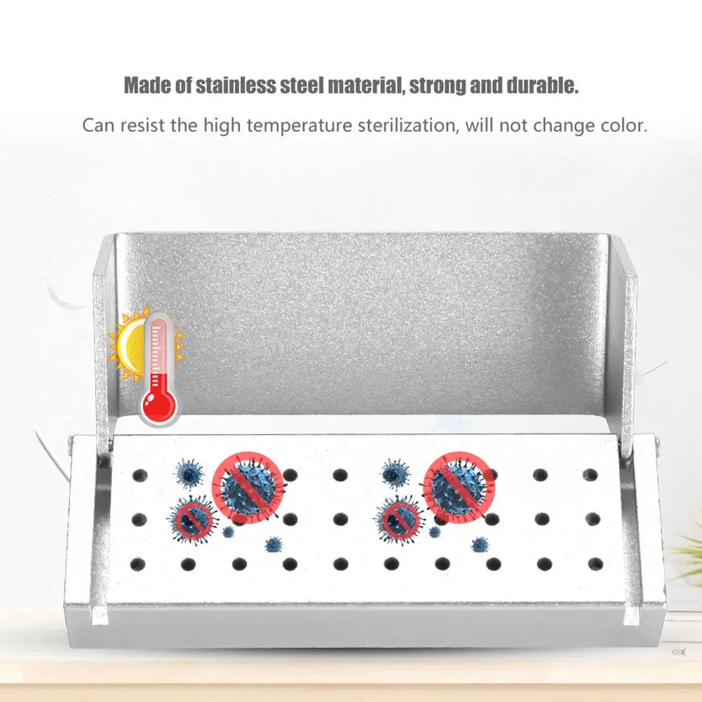 30-Hole Stainless Steel Dental Sterilizer Box - Fast Disinfection Case for Burs & Endo Files - Essential Dentist Tool