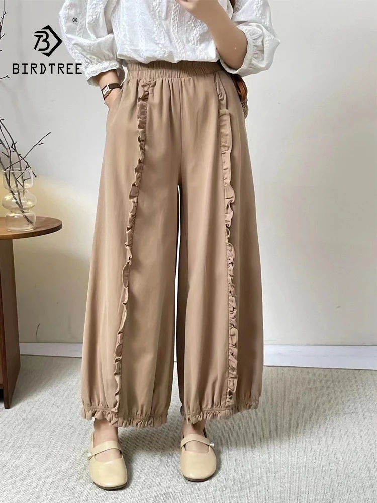 

Новые зимние хлопковые прямые брюки 2025, женские лоскутные брюки с эластичной резинкой на талии, французские возрастные брюки Mori Girl B5N730CC