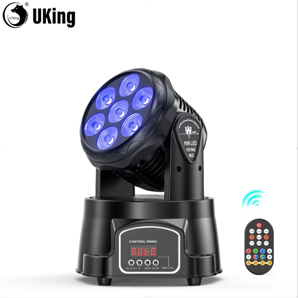 

U`King 7*4W Moving Head Stage Lights RGBW 4-in-1 LEDs Beam Spot Light For Disco DJ Music Party Dance Club Stage Lighting