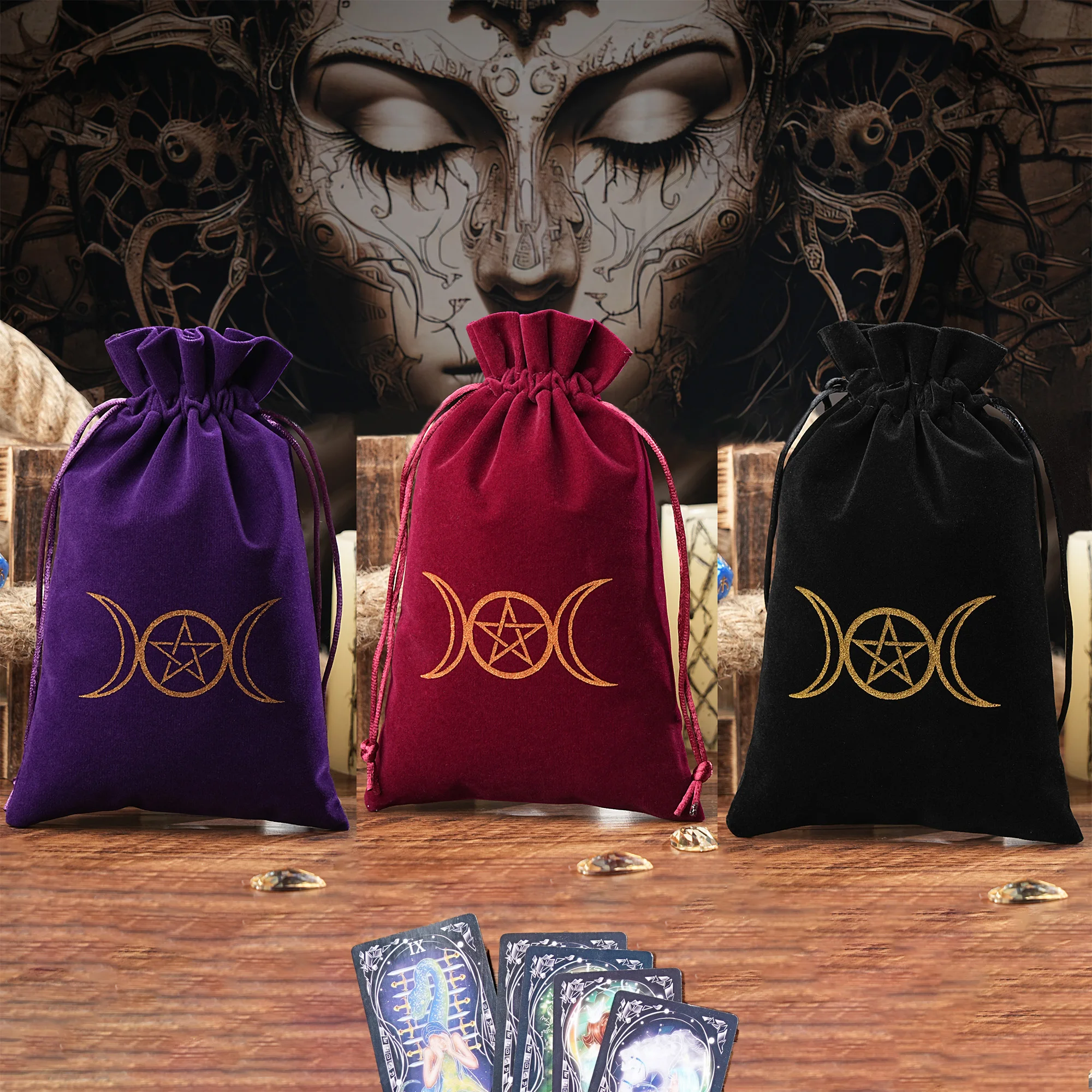 حقيبة تخزين التاروت المخملية على شكل قمر ، حجم كبير ، كيس مجوهرات ، سفر ، هدايا مستحضرات تجميل ، حقيبة يد ، عملة معدنية ، حقيبة ندر ، 14x22 ، 1 #1